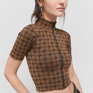 Brown Zip Up Crop Top Iets Frans…